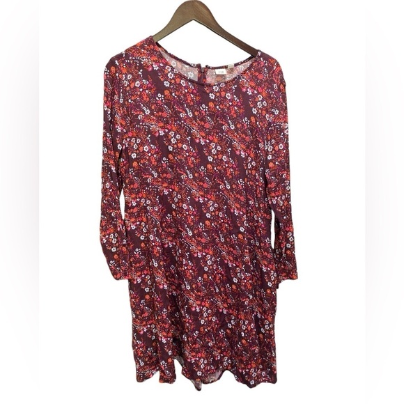 🌟 XL Maroon dress GAP 
long sleeves midi Modest party ditsy floral flowers - Picture 15 of 16